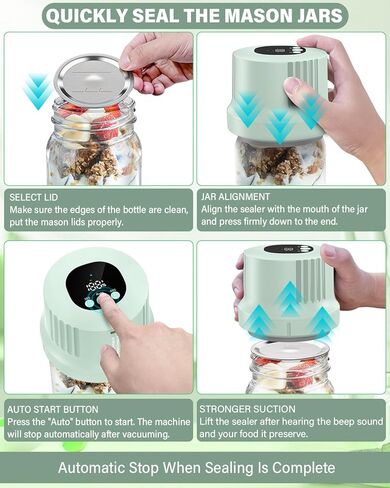 مجموعة أدوات سد الفراغات من ميسون - تعليب أوتوماتيكي بالكامل - سدادة الجرة - ختم الفراغ، 2025 سدادة كهربائية مطورة لبرطمانات ميسون ذات الفم العريض والعادي / التعليب وحقيبة فيديو سو فيد / آلة سدادة البرطمانات للأغذية in Kuwait