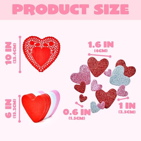 مجموعة هدايا عيد الحب الحرفية من جوي إن مع 100 مفرش على شكل قلب، 24 قطعة من القلوب الإسفنجية و2 كيس من ملصقات قلب الفوم in Kuwait