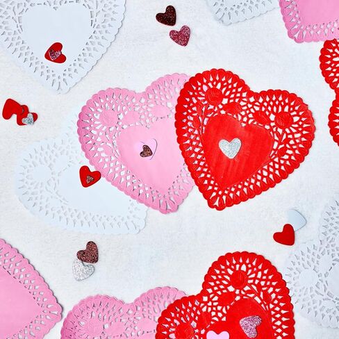 مجموعة هدايا عيد الحب الحرفية من جوي إن مع 100 مفرش على شكل قلب، 24 قطعة من القلوب الإسفنجية و2 كيس من ملصقات قلب الفوم in Kuwait