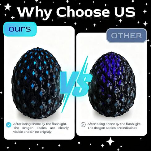 2 Pack 3D Printed Dragon Eggs Animals with Dragon Inside, Glow in The Dark Articulated Dragons Figurines, Black Blue and Black Purple Mystery Dragons Egg Fidget Toys, Home Desk Bookshelf Decor Gifts in Saudi Arabia