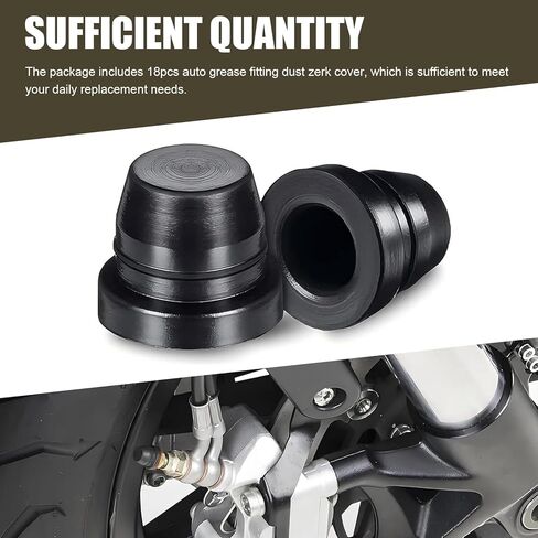 18 PCS Car Brake Bleeder Screw Caps, Rubber Grease Fitting Dust Zerk Covers, Waterproof Brake Caliper Nipple Stem Cap, Universal for Cars, Motorcycles, Bicycles (Black) in Saudi Arabia