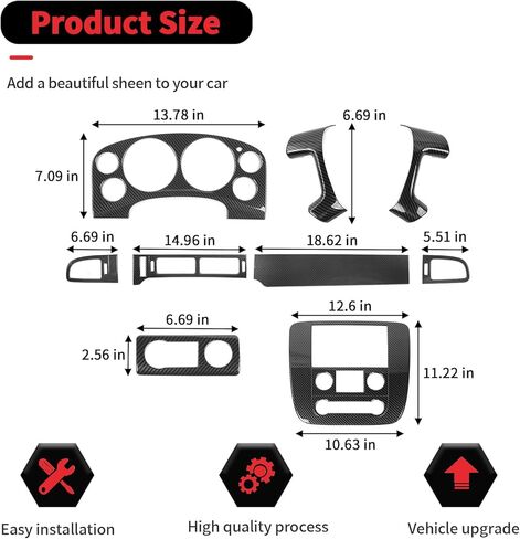 RT-TCZ ألياف الكربون غطاء طقم الديكور الداخلي لوحدة التحكم المركزية لـ Chevy Avalanche/Suburban/Tahoe 2007-2013، لـ GMC Yukon/Sierra 2007-2013، 9 قطع in Kuwait