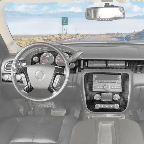 RT-TCZ ألياف الكربون غطاء طقم الديكور الداخلي لوحدة التحكم المركزية لـ Chevy Avalanche/Suburban/Tahoe 2007-2013، لـ GMC Yukon/Sierra 2007-2013، 9 قطع in Kuwait