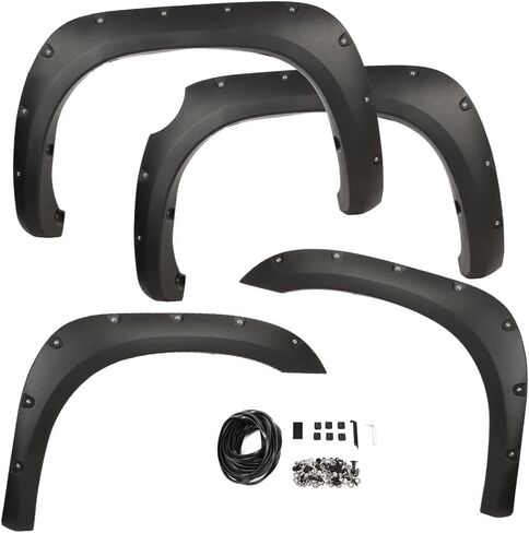 G-PLUS 4PCS Riveted-Pocket Fender Flares Compatible with Toyota Tundra 2014 2015 2016 2017 2018 2019 2020, 66.7" / 78.7" / 97.6" Bed Textured Wheel Cover Protector Vent Trim in Saudi Arabia
