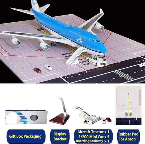 نموذج طائرة B747 بمقياس 1/150 من الراتنج نموذج طائرة B747 مع أضواء LED وإكسسوارات مشهد المطار عرض مثالي وهدية in Kuwait