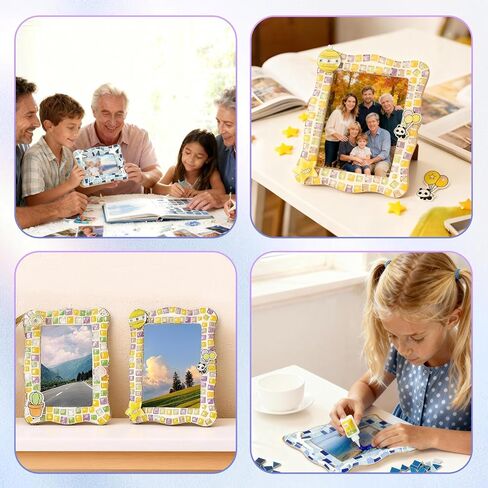 4 PCS Mosaic Photo Frame Craft Kit, DIY Arts & Crafts for Kids Frame Kit, Great Birthday Gifts for 5-12 Year Old Holiday Christmas Gift Arts and Crafts Gifts in Saudi Arabia