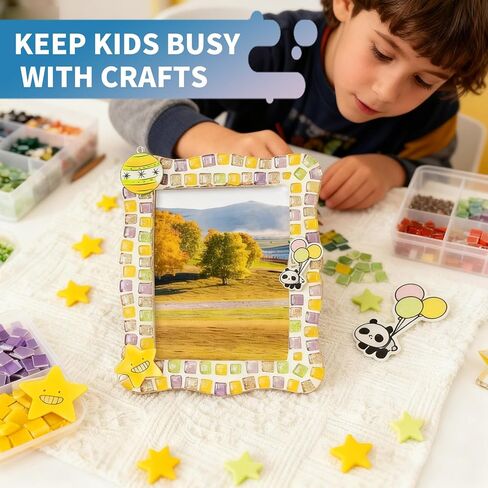 4 PCS Mosaic Photo Frame Craft Kit, DIY Arts & Crafts for Kids Frame Kit, Great Birthday Gifts for 5-12 Year Old Holiday Christmas Gift Arts and Crafts Gifts in Saudi Arabia