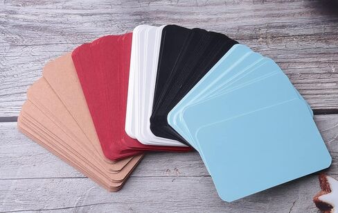 100 Pcs Mini Cards Blank Colorful Round Corner Cardboard Flash Word Message Index Tags Cards for Business Note Language Learning Art Craft Office Supplies (Black) in Saudi Arabia