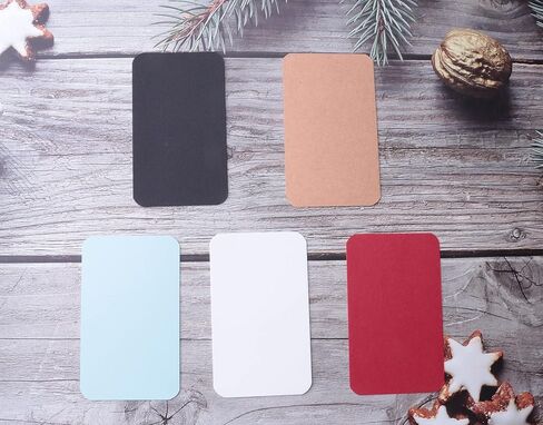 100 Pcs Mini Cards Blank Colorful Round Corner Cardboard Flash Word Message Index Tags Cards for Business Note Language Learning Art Craft Office Supplies (Black) in Saudi Arabia