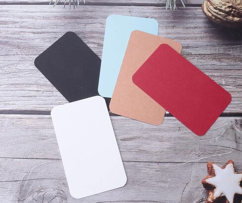 100 Pcs Mini Cards Blank Colorful Round Corner Cardboard Flash Word Message Index Tags Cards for Business Note Language Learning Art Craft Office Supplies (Black) in Saudi Arabia