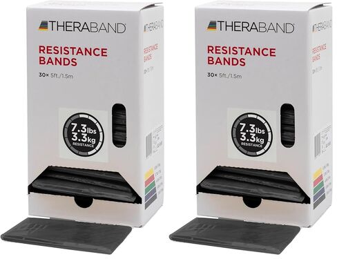 THERABAND Resistance Bands, 5 Foot, 30 Count Professional Latex Elastic Bands For Upper & Lower Body Exercise, Physical Therapy, Lower Pilates, At-Home Workouts, & Rehab, Medium Red, Beginner Level 3 in Kuwait