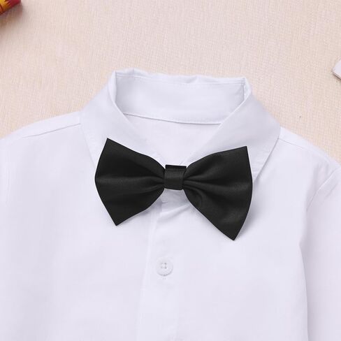 IDOPIP Toddler Kids Baby Boys Formal Suit Gentleman Outfit Long Sleeve Shirt with Bowtie + Vest + Pants Overalls Clothes 2-8T in Kuwait