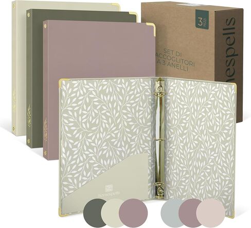 3 Ring Binder 1-Inch Rings – 3-Pack of Cute Binders with Pockets, Gold-Foil & Metal Corners – 1 Inch Binders 3 Ring Cute for School, Office & Work – 1" Pastel Three-Ring Binder One Inch in Saudi Arabia