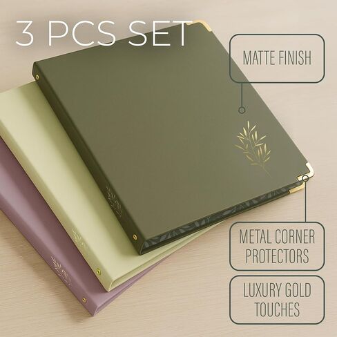 3 Ring Binder 1-Inch Rings – 3-Pack of Cute Binders with Pockets, Gold-Foil & Metal Corners – 1 Inch Binders 3 Ring Cute for School, Office & Work – 1" Pastel Three-Ring Binder One Inch in Saudi Arabia