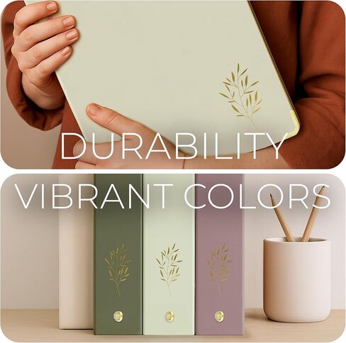 3 Ring Binder 1-Inch Rings – 3-Pack of Cute Binders with Pockets, Gold-Foil & Metal Corners – 1 Inch Binders 3 Ring Cute for School, Office & Work – 1" Pastel Three-Ring Binder One Inch in Saudi Arabia