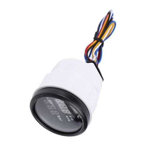 Akozon Water Temperature Oil Pressure Speed Meter 52mm Digital Backlight Display 3 in 1 Boat Marine Meter for RV Truck (White Dial Silver Cover) in Saudi Arabia