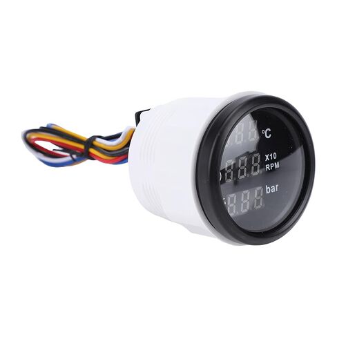 Akozon Water Temperature Oil Pressure Speed Meter 52mm Digital Backlight Display 3 in 1 Boat Marine Meter for RV Truck (White Dial Silver Cover) in Saudi Arabia