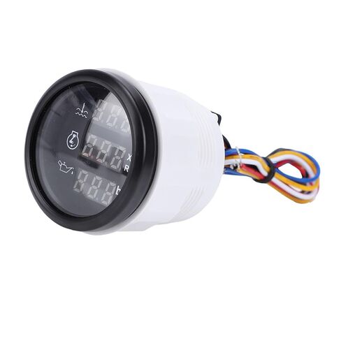 Akozon Water Temperature Oil Pressure Speed Meter 52mm Digital Backlight Display 3 in 1 Boat Marine Meter for RV Truck (White Dial Silver Cover) in Saudi Arabia