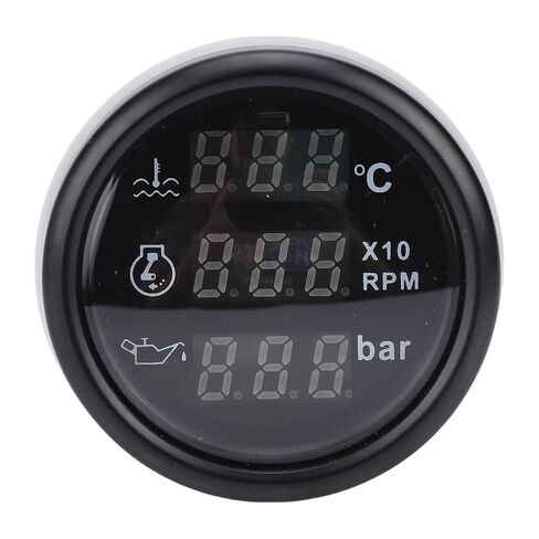 Akozon Water Temperature Oil Pressure Speed Meter 52mm Digital Backlight Display 3 in 1 Boat Marine Meter for RV Truck (White Dial Silver Cover) in Saudi Arabia