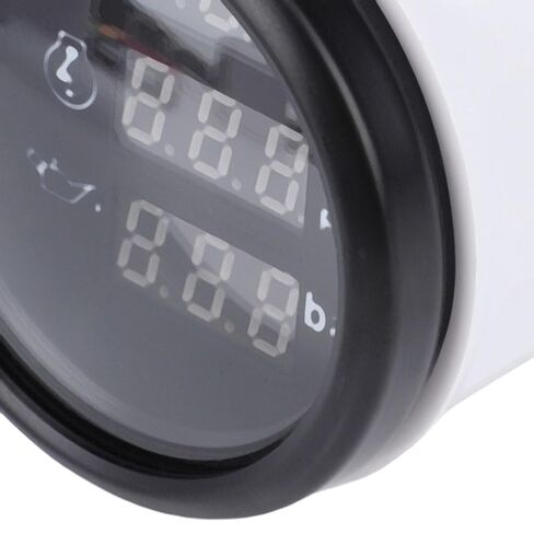 Akozon Water Temperature Oil Pressure Speed Meter 52mm Digital Backlight Display 3 in 1 Boat Marine Meter for RV Truck (White Dial Silver Cover) in Saudi Arabia