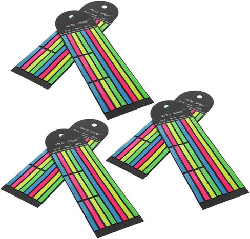 Tofficu 6Pcs Fluorescent Highlighter Strips Set Long and Short Sticky Tabs for Annotating Books Note Markers for Students and Office Use in Saudi Arabia