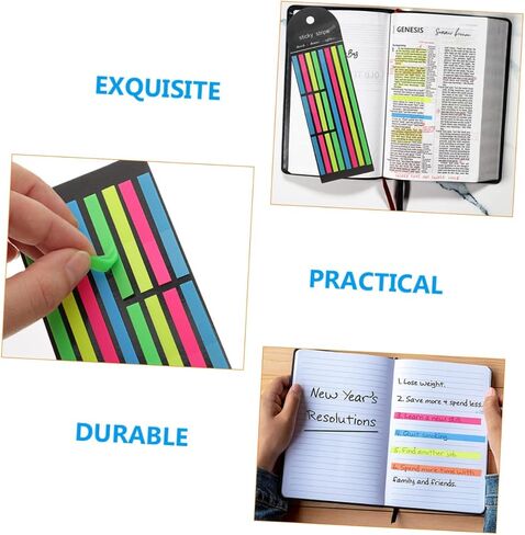 Tofficu 6Pcs Fluorescent Highlighter Strips Set Long and Short Sticky Tabs for Annotating Books Note Markers for Students and Office Use in Saudi Arabia