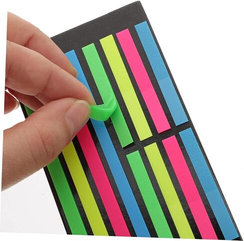 Tofficu 6Pcs Fluorescent Highlighter Strips Set Long and Short Sticky Tabs for Annotating Books Note Markers for Students and Office Use in Saudi Arabia