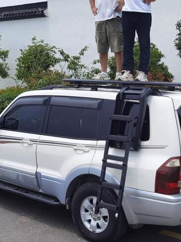 Side Roof Rack Access Ladder Liftable Fits for Mitsubishi Pajero 2008-2021 Black Deployable in Saudi Arabia