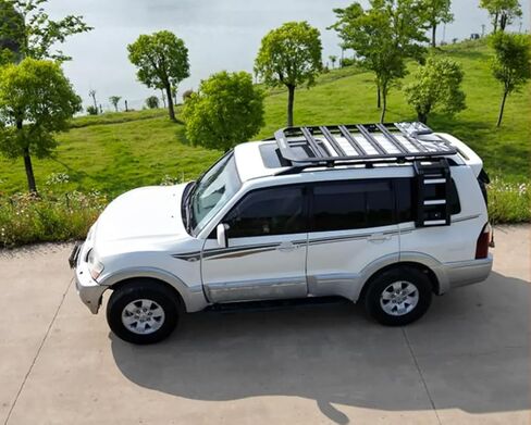 Side Roof Rack Access Ladder Liftable Fits for Mitsubishi Pajero 2008-2021 Black Deployable in Saudi Arabia