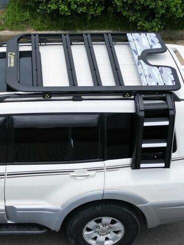 Side Roof Rack Access Ladder Liftable Fits for Mitsubishi Pajero 2008-2021 Black Deployable in Saudi Arabia