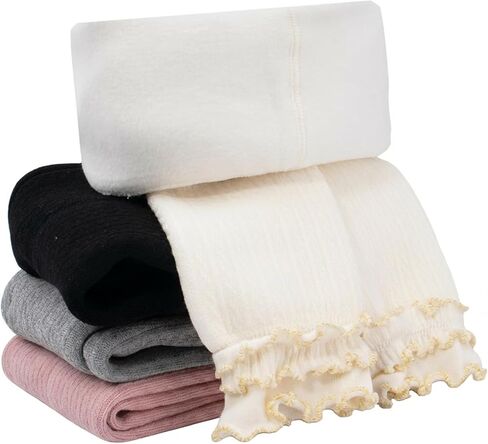 Toddler Baby Girls Winter Fleece Lined Leggings Knit Thick Warm Full Length Tights Basic Velvet Pants for 2-6 Years Kids in Kuwait