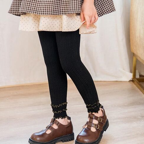 Toddler Baby Girls Winter Fleece Lined Leggings Knit Thick Warm Full Length Tights Basic Velvet Pants for 2-6 Years Kids in Kuwait