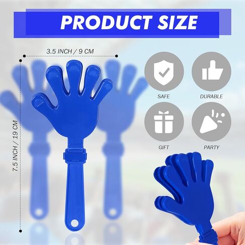10 Pcs Hand Clappers Noisemakers 7.5 Inch Clappers Noisemakers Plastic Hand Clappers for Birthdays Game Football Sporting Events Cheers Supplies Dance Basketball Football Noisemakers(Blue) in Saudi Arabia