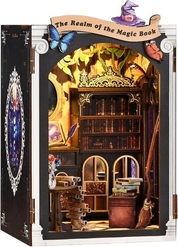 Library Book Nook Kit, DIY Miniature House with LED, Vintage Study Bookshelf Decor, 3D Wooden Puzzle Craft, Gifts for Readers, Adults, Teens, Beginners (Twilight Library) in Kuwait
