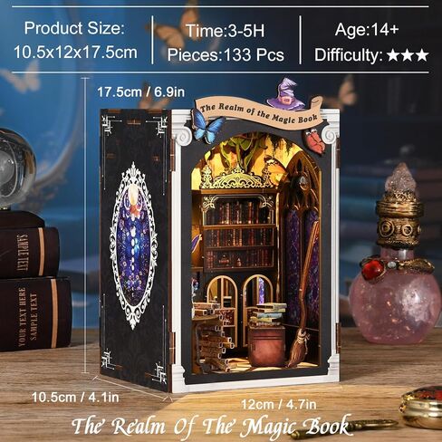 Library Book Nook Kit, DIY Miniature House with LED, Vintage Study Bookshelf Decor, 3D Wooden Puzzle Craft, Gifts for Readers, Adults, Teens, Beginners (Twilight Library) in Kuwait