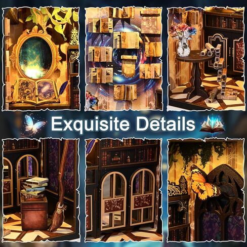 Library Book Nook Kit, DIY Miniature House with LED, Vintage Study Bookshelf Decor, 3D Wooden Puzzle Craft, Gifts for Readers, Adults, Teens, Beginners (Twilight Library) in Kuwait
