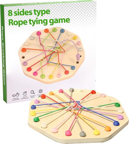 10-Piece Wooden Rope Untangling Puzzle Game–Knot Logic Board Toy for Kids & Family, Multi-Level Brain Teaser to Develop Fine Motor Skills in Saudi Arabia