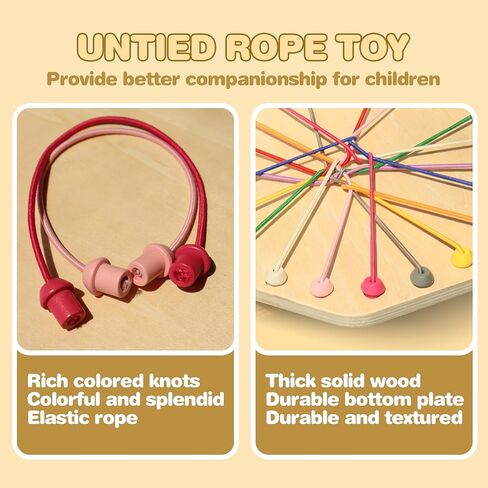 10-Piece Wooden Rope Untangling Puzzle Game–Knot Logic Board Toy for Kids & Family, Multi-Level Brain Teaser to Develop Fine Motor Skills in Saudi Arabia