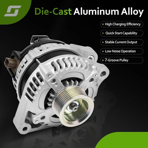 11390N مولد جديد متوافق مع 2.4L L4 Honda Accord 2008 2009 2010 2011 2012، Acura TSX 2009 2010 2011 2012 2013 2014، استبدال # 130A، 12V، CW، بكرة 7 أخدود، 11390، 1042105890، 12870 in Saudi Arabia