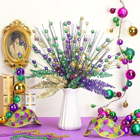 XunYee 8 قطع عيد الميلاد بريق شجرة يختار اللقطات الاصطناعية لشجرة عيد الميلاد توبر ماردي غرا الزينة مجموعة كرنفال التوت ينبع بخاخات للطاولة المركزية زهرية DIY الحلي (40 سم، أنيق) in Saudi Arabia