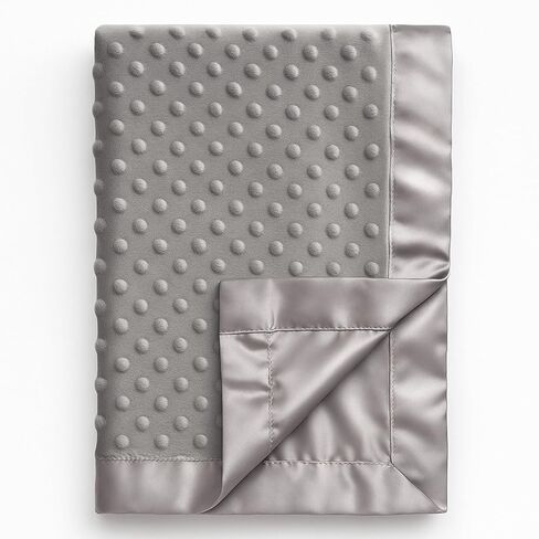 Pro Goleem Soft Minky Dot & Satin Baby Blanket, Navy Blue, 30’’ x 40’’ | Silky Backing, Baby Gifts for Boys and Girls in Saudi Arabia