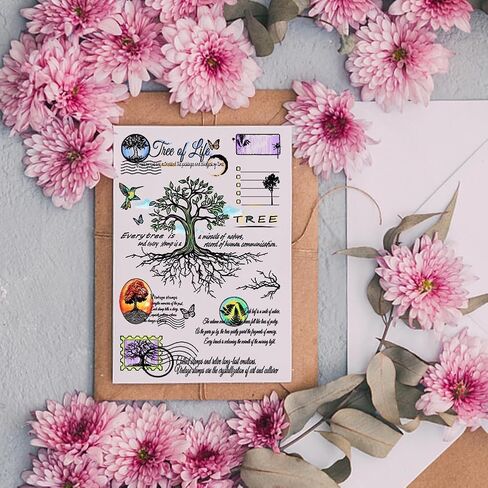 Vintage Tree Clear Stamps Plants Transparent Silicone Stamps for Crafting Card Album Decoration Embossed Paper Crafts Production DIY Scrapbook,6.3x4.3Inch in Saudi Arabia
