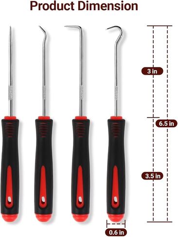 4-Piece Hook and Pick Set, Precision Automotive Pick Tool & O Ring Pick Set with Comfort Grip & Anti-Slip Shaft for Oil Seal, Gasket Removal, and Electronic Repair in Kuwait