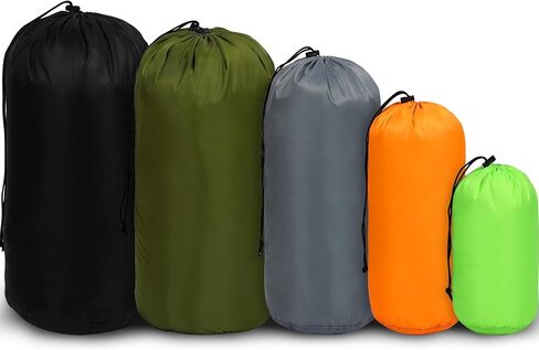 REDCAMP Stuff Sack Set of 5, Lightweight Mesh Nylon Drawstring Storage Bag Pouch for Travelling Hiking Red/Black in Kuwait