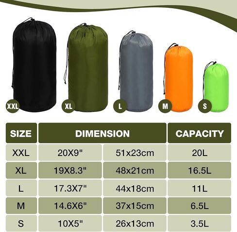 REDCAMP Stuff Sack Set of 5, Lightweight Mesh Nylon Drawstring Storage Bag Pouch for Travelling Hiking Red/Black in Kuwait