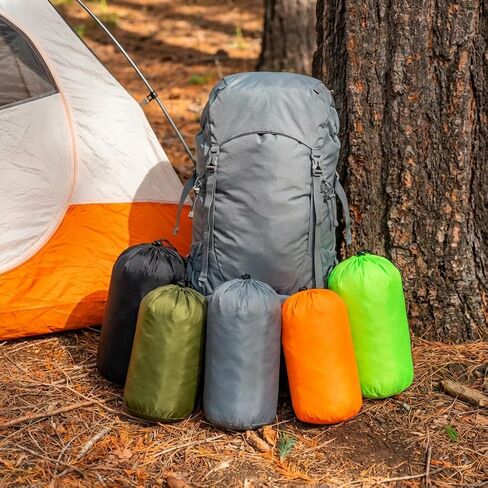 REDCAMP Stuff Sack Set of 5, Lightweight Mesh Nylon Drawstring Storage Bag Pouch for Travelling Hiking Red/Black in Kuwait