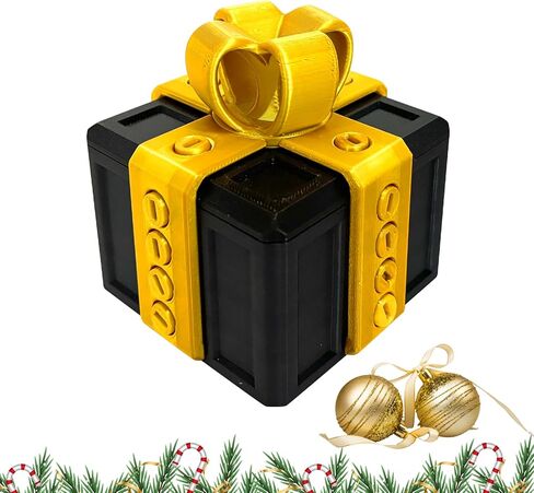 PUEEZOC Annoying Gift Box with Screws Hard to Open Gift Box Prank Gifts Funny Annoying Present Box Novelty 3D Printed Gag Gift for Christmas(Black Gold) in Saudi Arabia