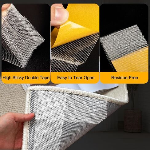 2 Roll Double Sided Tape Heavy Duty, 0.39in x 33FT(10m) Super Sticky Clear Tape High Tack Strong Wall Adhesive with Fiberglass Mesh Clear Tape, Fixed Carpet, Wall Decor Easy Use Mounting Tape in Saudi Arabia