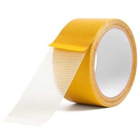 2 Roll Double Sided Tape Heavy Duty, 0.39in x 33FT(10m) Super Sticky Clear Tape High Tack Strong Wall Adhesive with Fiberglass Mesh Clear Tape, Fixed Carpet, Wall Decor Easy Use Mounting Tape in Saudi Arabia