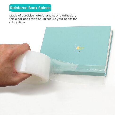 Clear Book Repair Tape 2 in x 1180 in Medium Thickness Strong Adhesive Flexible Transparent Book Binding Tape for Reinforcing Book Spines and Covers, Torn Pages, Durable, Archival Safe, Stretchable in Kuwait